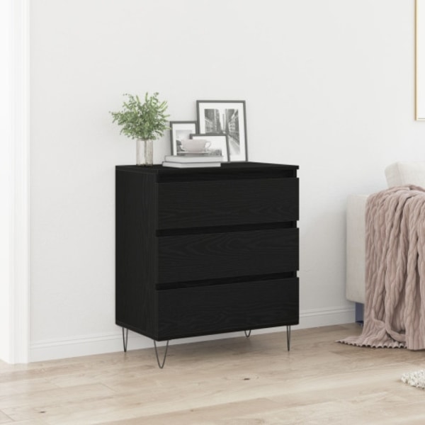 Sideboard med lådor svart ek 60x35x70 cm konstruerat trä