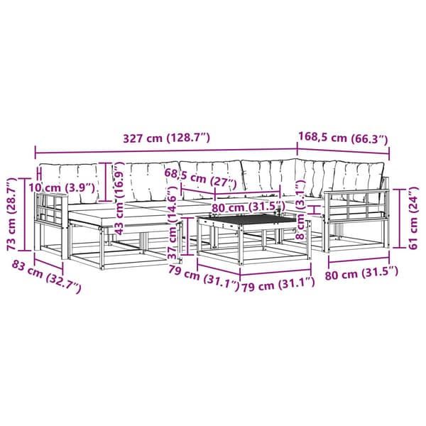 Utomhussoffset 7 pcs Vit och grädde 79 x 79 x 37 cm
