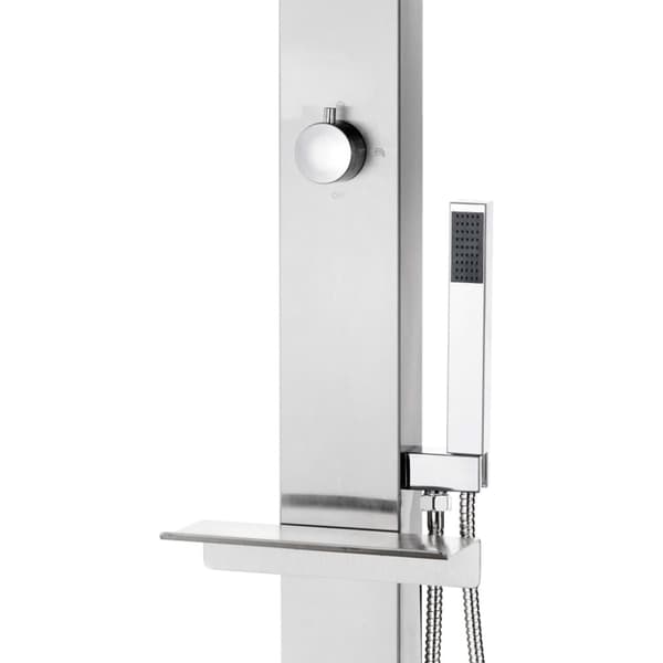 Trädgårdsdusch med grått golv 225 cm rostfritt stål