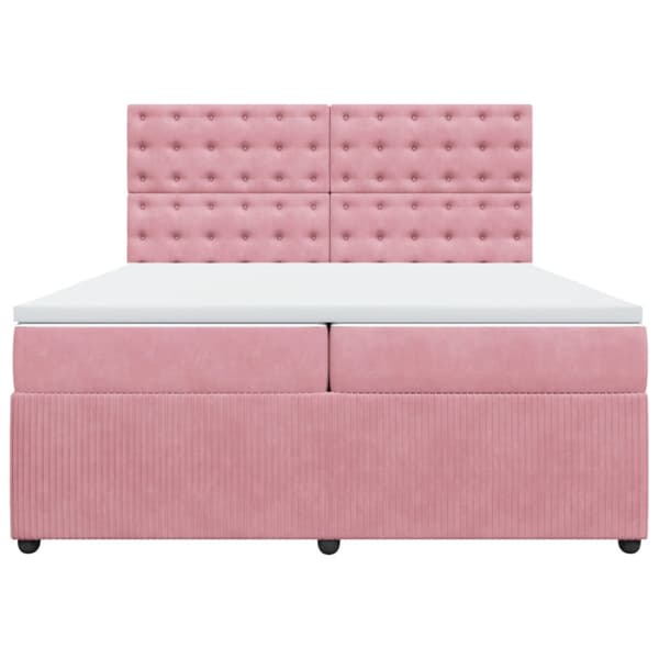 Ramsäng med madrass rosa 200x200 cm sammet