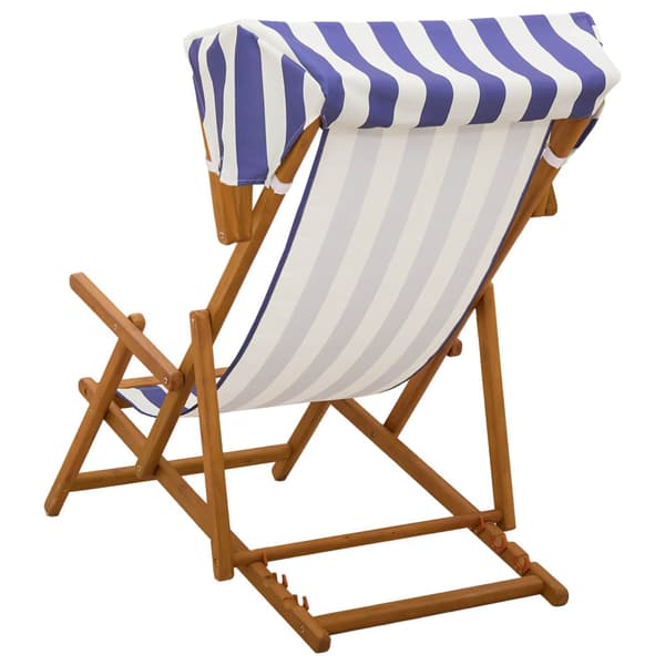 Deck Chair 3 Position Massiv Eukalyptus Trä Blå och Vit