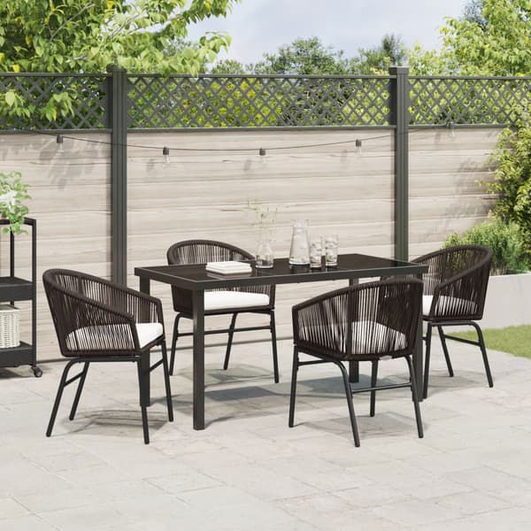 Trädgårdsmöbelset 5 pcs Brun Pulverlackerat stål