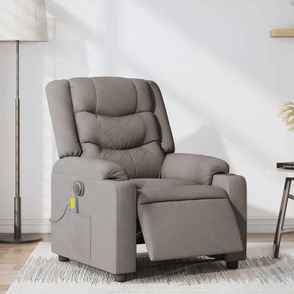 Elektrisk massagefåtölj taupe tyg