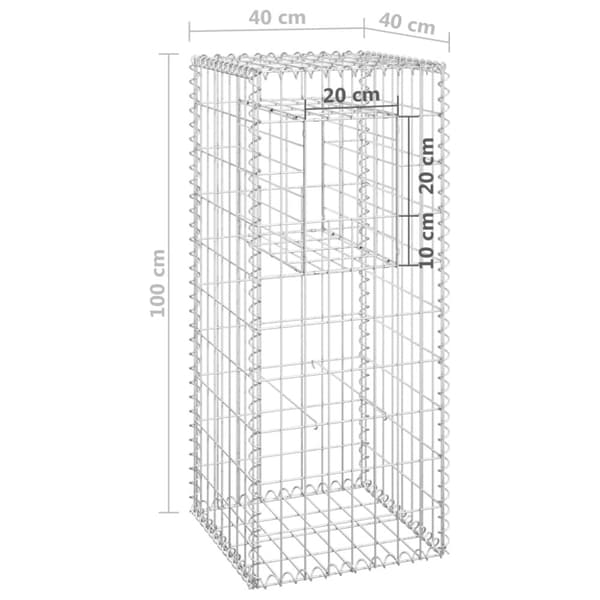 Gabionkorg stolpform 40x40x100 cm järn
