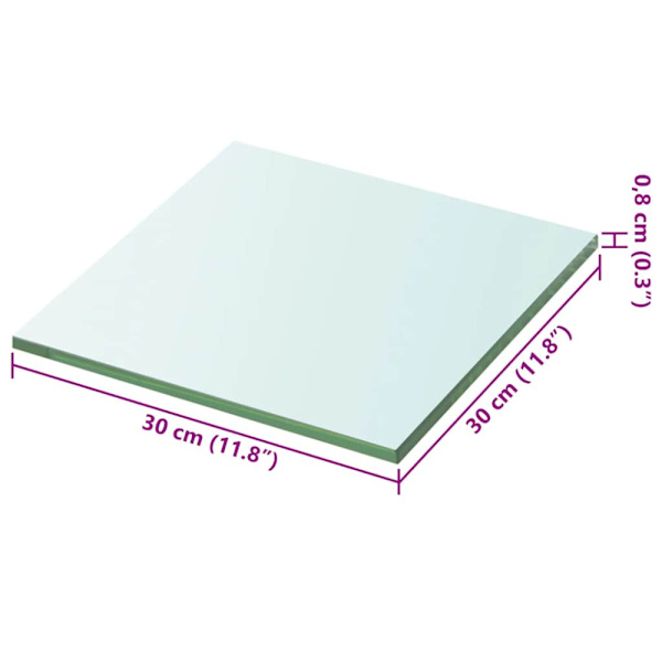 Hyllplan glas genomskinlig 30x30 cm