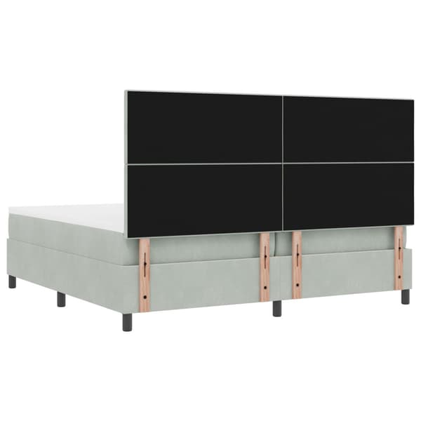 Bäddfjäder med huvudgavel Ljusgrå 200 x 200 cm Sammet