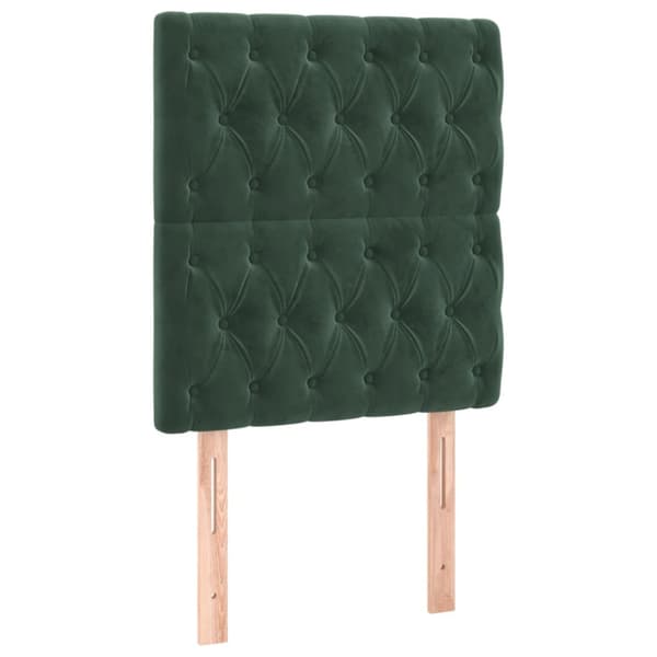 Ramsäng med madrass & LED mörkgrön 90x190 cm sammet