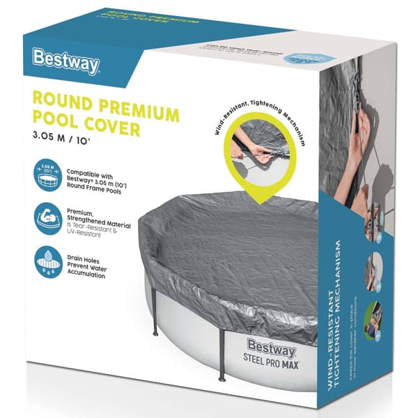 Bestway Pooltäcke Ø3,05 m Rund Polyester Grå