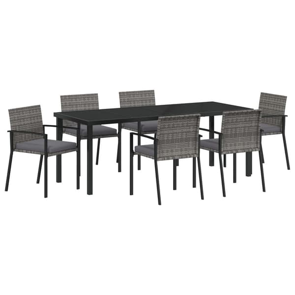 Trädgårdsmöbelset 6 pcs Grå Pulverlackerat stål