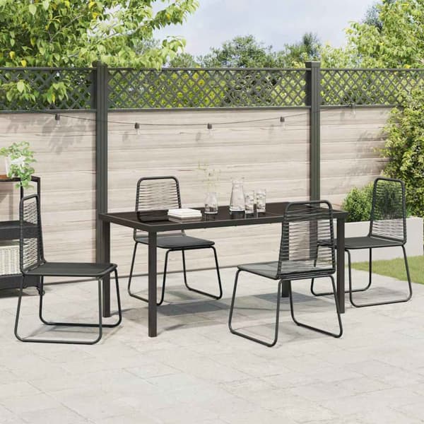 Trädgårdsmöbelset 5 pcs Svart Pulverlackerat stål