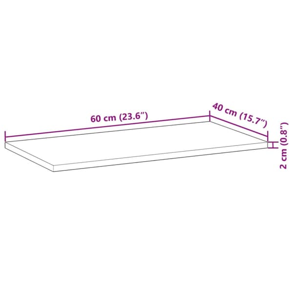 Bordsskiva rektangulär 60x40x2 cm massivt akaciaträ