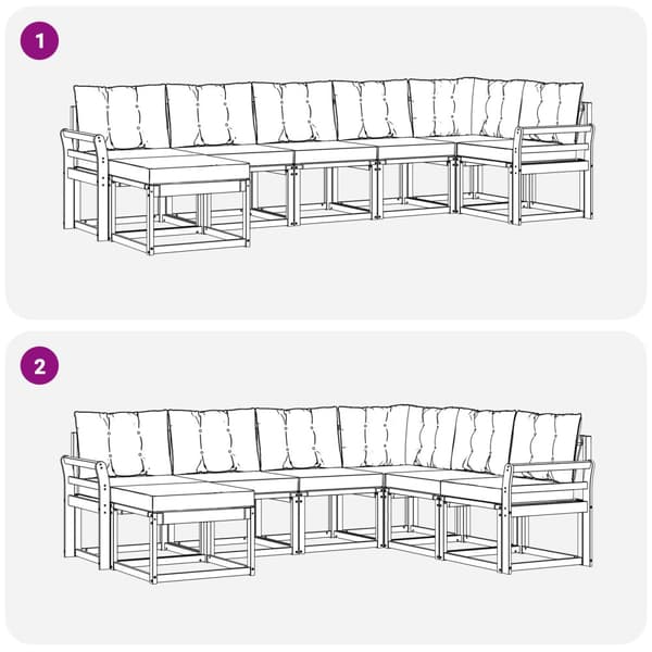 Utomhussoffset med kudde 7 pcs Vit och Beige