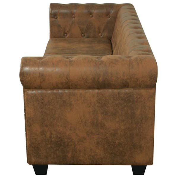 Chesterfield Soffa 3-Sits Brun Konstläder