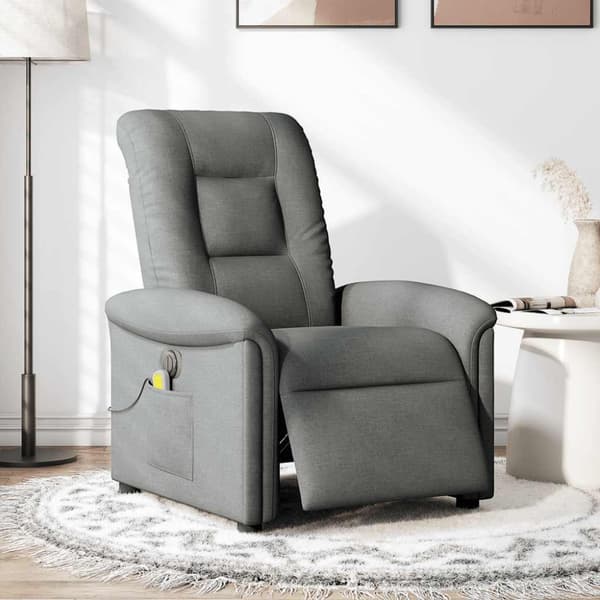 Elektrisk massagefåtölj mörkgrå tyg