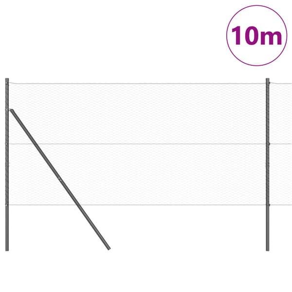 Stängselstolpe Grå 10 x 1 m (25 mm nät) Stål och PVC