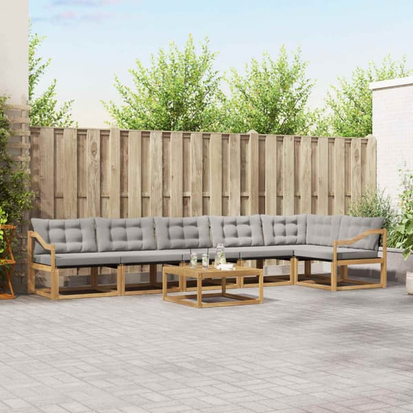 Utomhussoffset 7 pcs Vit och ljusgrå 79 x 79 x 37 cm