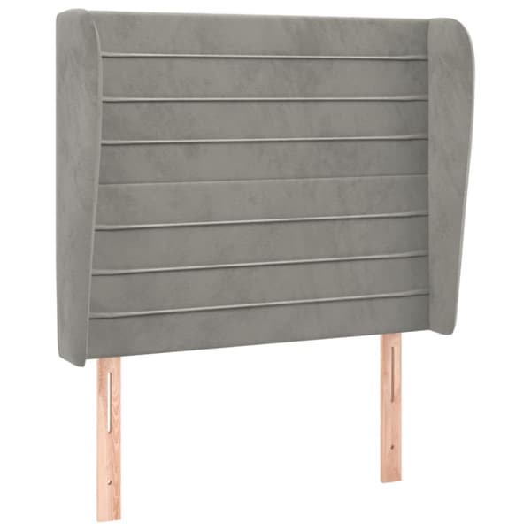 Sänggavel med kanter ljusgrå 83x23x118/128 cm sammet