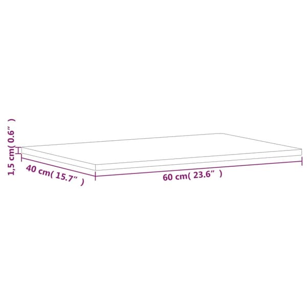 Bordsskiva 60x40x1,5 cm rektangulär massivt bokträ