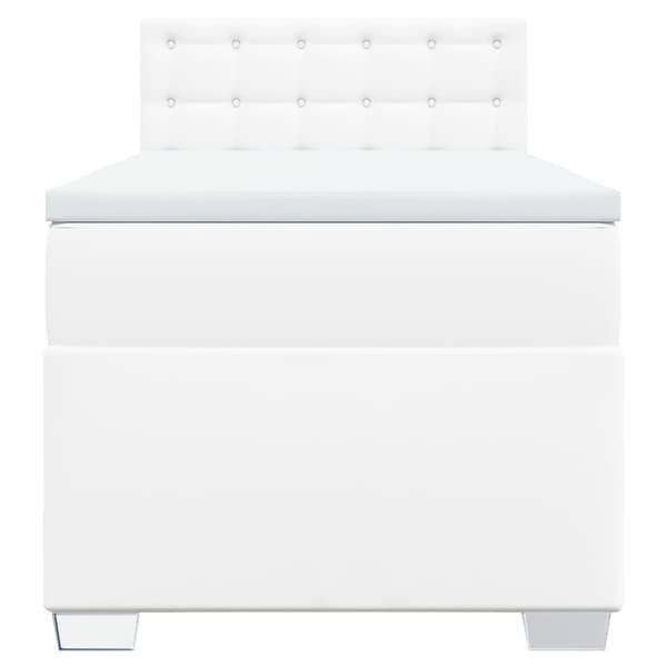 Ramsäng med madrass vit 90x190 cm konstläder