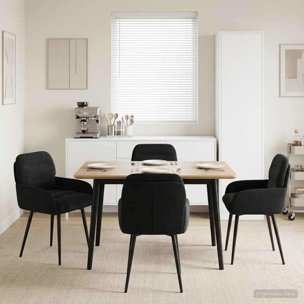 Matstolar 4 pcs Sammet Svart 59 x 59,5 x 90 cm