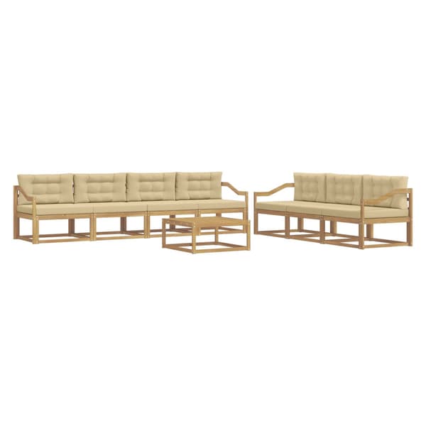 Utomhussoffset med kudde 7 pcs Vit och Beige