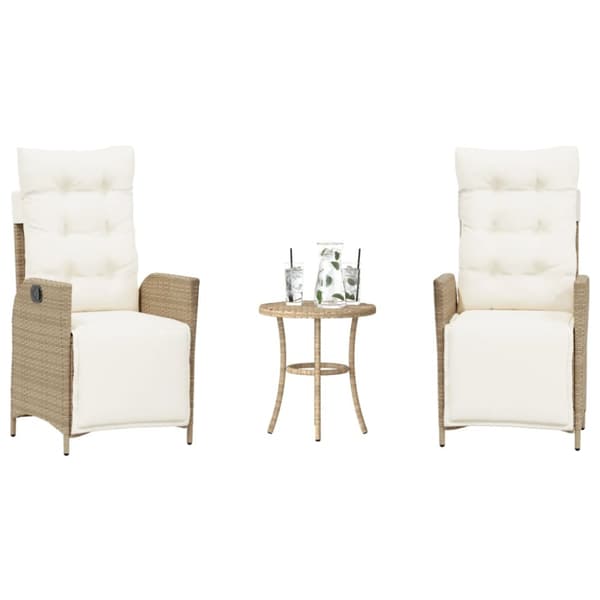 Bistrogrupp med dynor 3 delar beige konstrotting