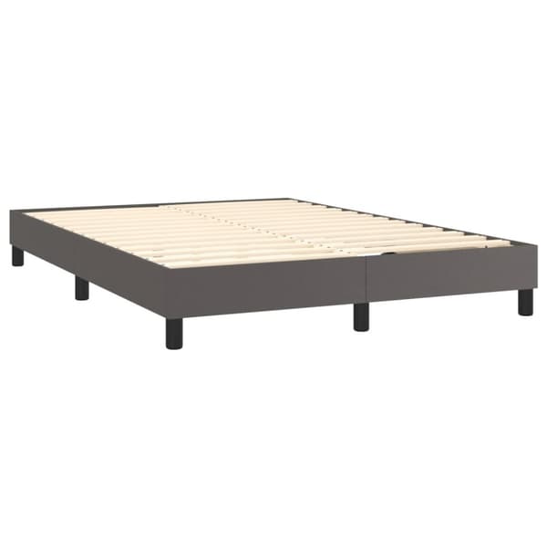 Ramsäng med bäddmadrass grå 140x190 cm konstläder