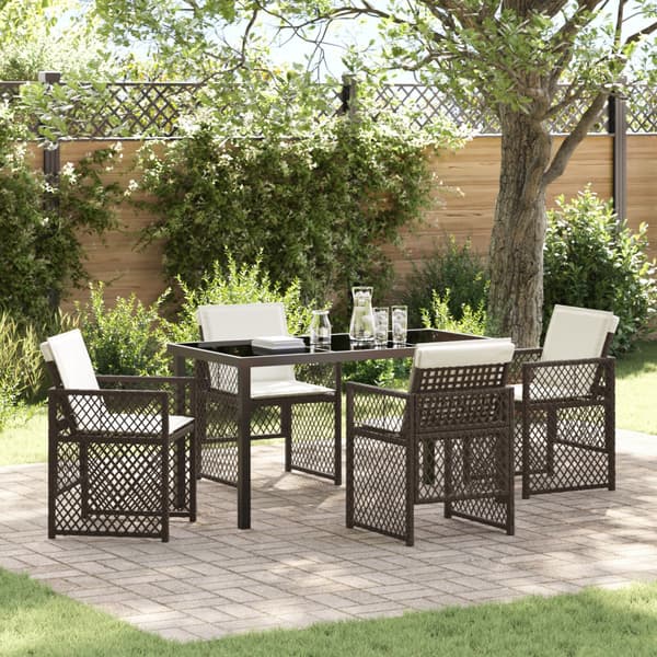 Trädgårdsmöbelset 5 pcs Brun konstrotting