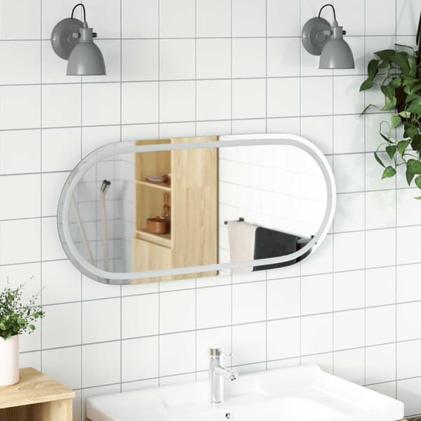 LED Badrumsspegel Transparent 100 x 45 cm härdat glas