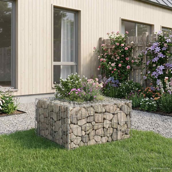 Gabion upphöjd säng Silver