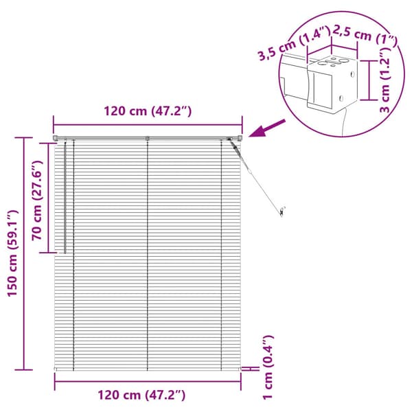 Persienn Svart 150 x 120 cm PVC