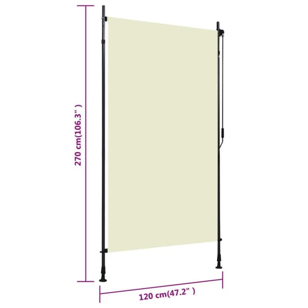 Rullgardin utomhus 120x270 cm gräddvit