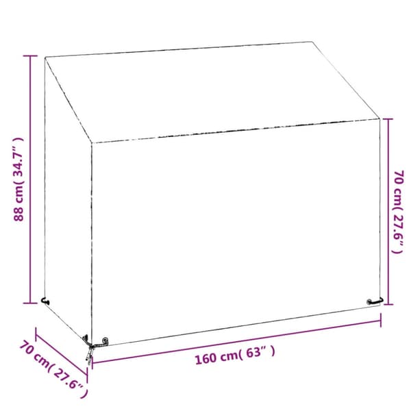 Överdrag för trädgårdsmöbler 8 ölj. 160x70x70/88 cm polyeten