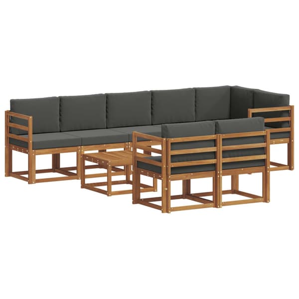 Utomhussoffset med kudde 9 pcs Naturlig och Antracit