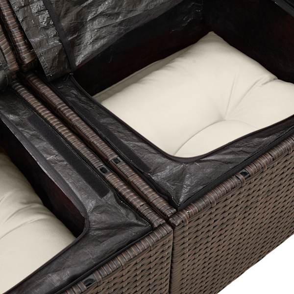 Trädgårdsoffset med lagring 8 pcs Brun Poly rattan