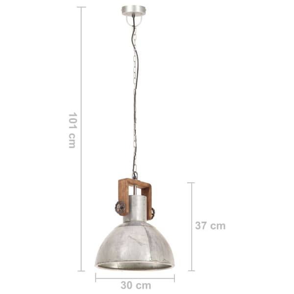 Hänglampa industriell 25 W silver rund 30 cm E27