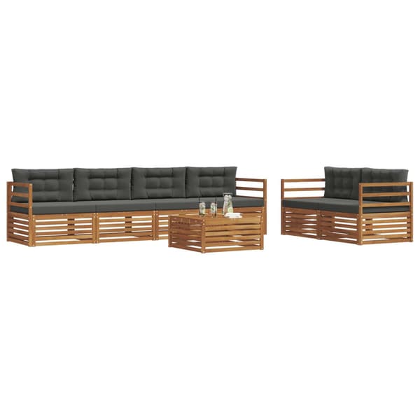 Utomhussoffset med kudde 7 pcs Naturlig och Antracit