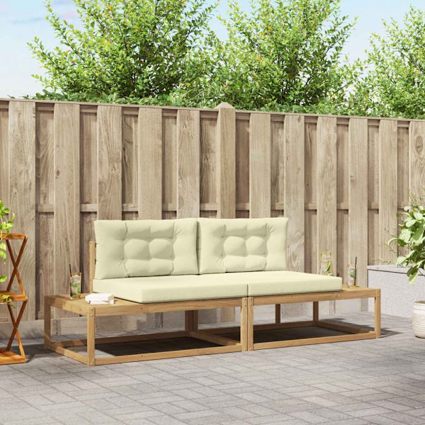 Utomhussoffset med kudde Vit 230,5 x 83 x 73 cm Polyester