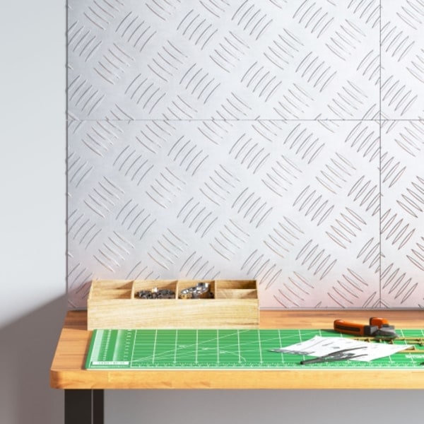 Aluminium Checker Plattor - Set om 4, Halkfria, 50x30 cm