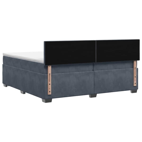 Boxspring säng med madrass och LED Mörkgrå 200 x 200 cm Sammet