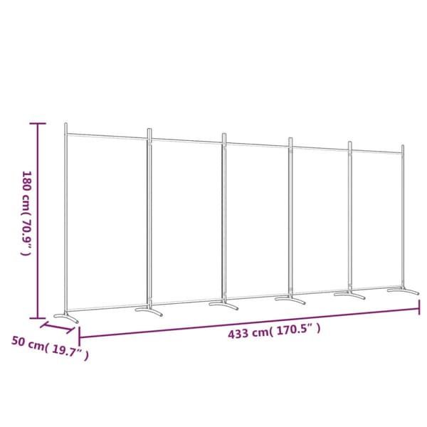 Rumsavdelare 5 paneler antracit 433x180 cm tyg