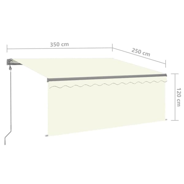 Automatisk markis vindsensor rullgardin LED 3,5x2,5m gräddvit