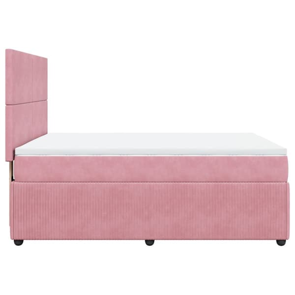 Ramsäng med madrass rosa 140x190 cm sammet