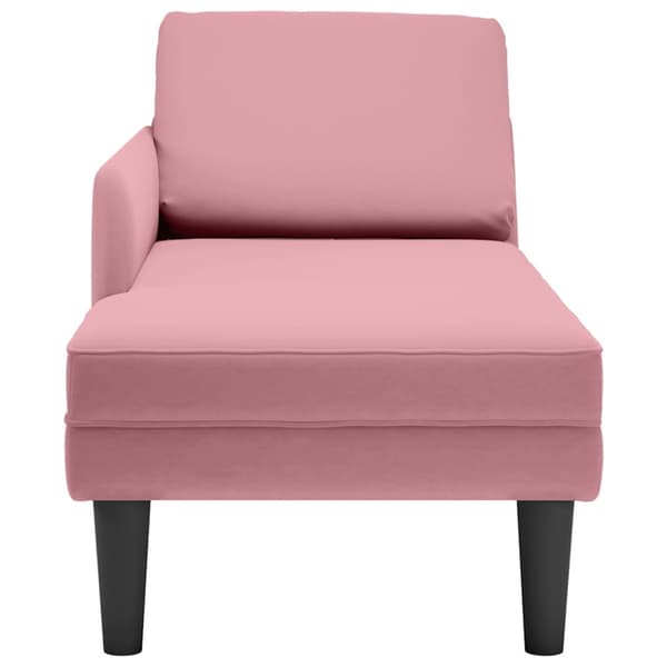Schäslong med kudde och höger armstöd rosa sammet