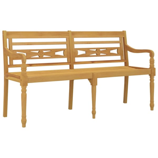 Bataviabänk med ljusgrön dyna 150 cm massiv teak