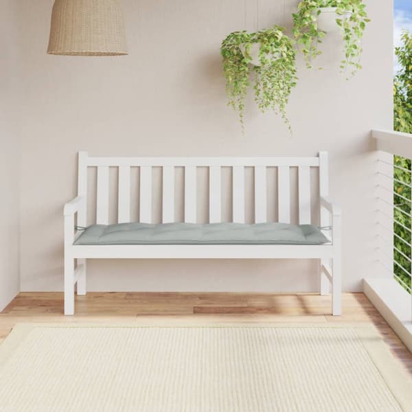 Bänkdyna melerad ljusgrå 150x50x7 cm tyg