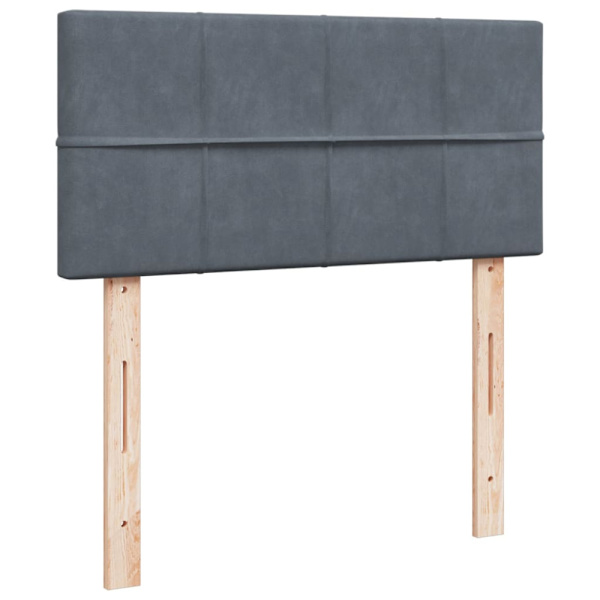 Ramsäng med madrass mörkgrå 90x190 cm sammet