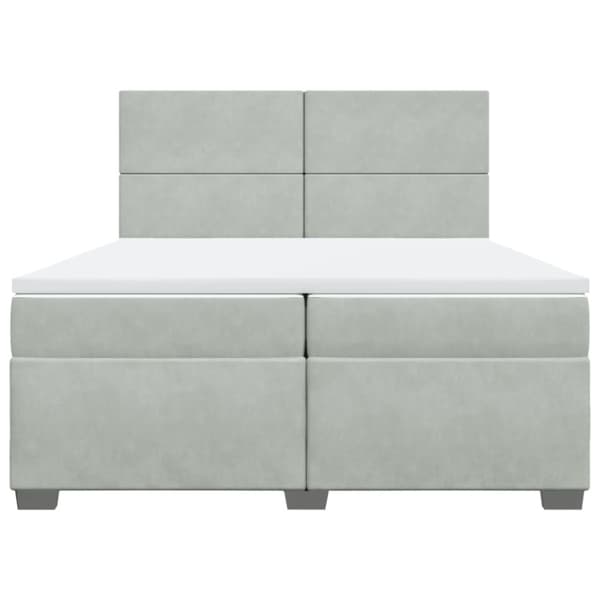 Ramsäng med madrass ljusgrå 200x200 cm sammet