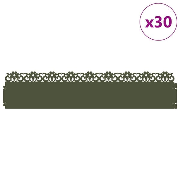 Gräskanter 30 pcs Olivgrön 103 x 0,05 x 22 cm Stål