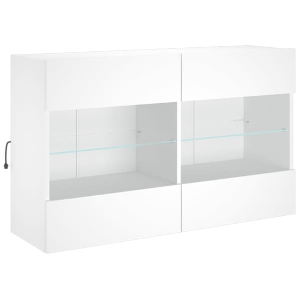 Väggmonterade tv-skåp 6 delar med LEDs vit